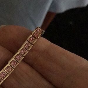 Gorgeous adjustable Pink CZ Bracelet Bezel Set